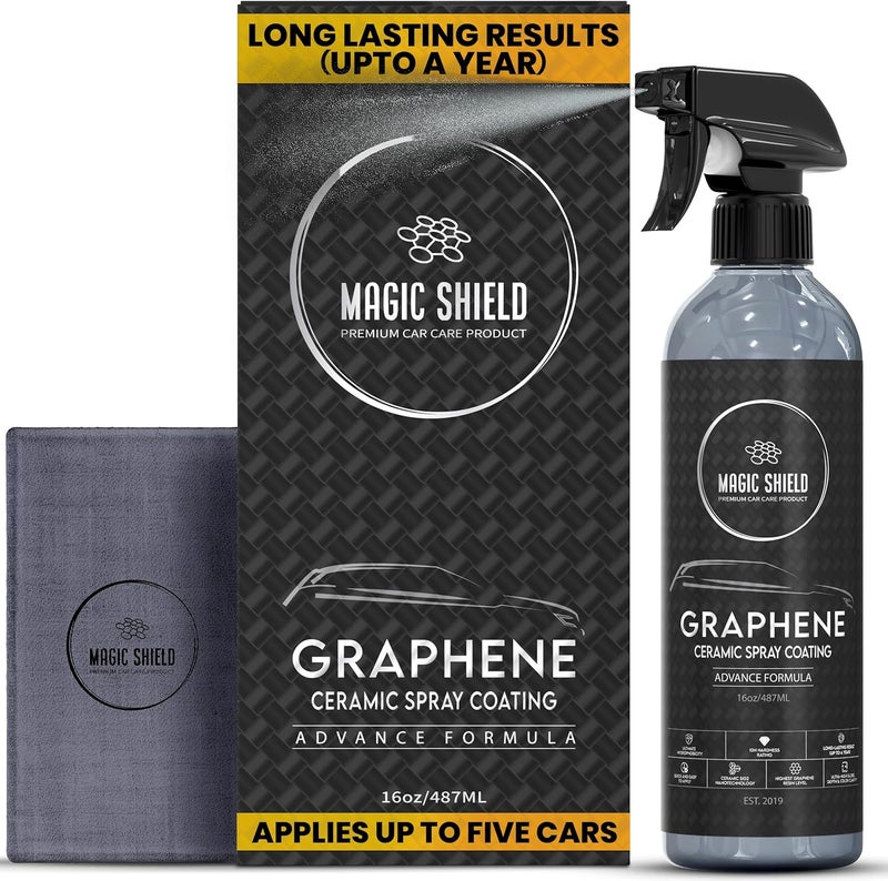 Magic Shield Graphene Ceramic Spray Coating - LAST SO LONG! Quick & Easy for Cars, Motorcycles, Boats & More - Professional-Grade Sealant for Maximum Gloss & Shine - Waterless Wash & Wax - 16oz Bottle - Image 1
